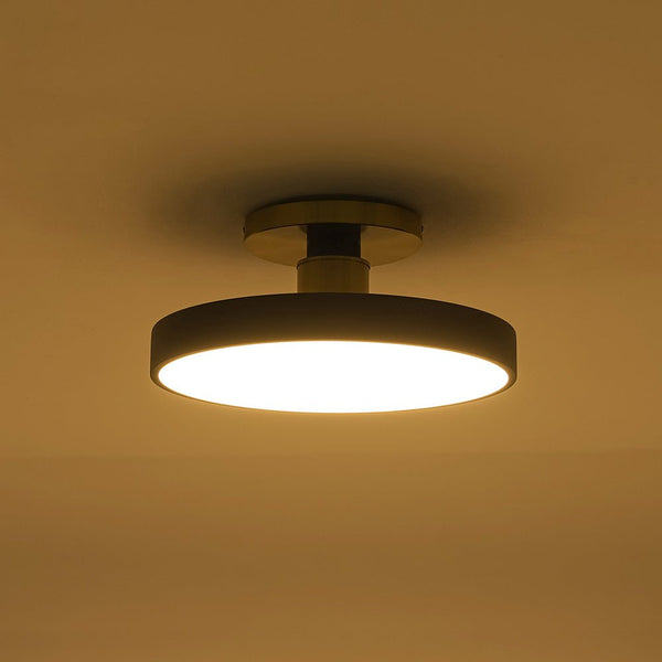 Thehouselights - Black LED Acrylic Drum Semi Flush Mount Ceiling Light - Ceiling Light - Black - 