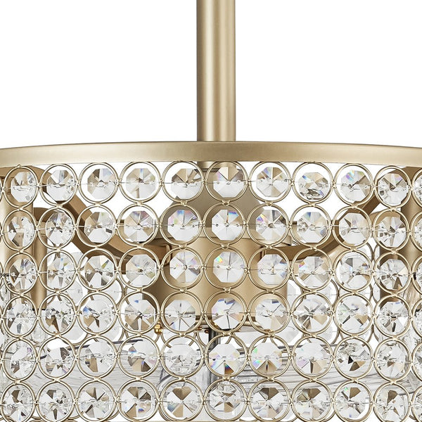Thehouselights - Blade Crystal Ceiling Fan with Remote Semi Flush Mount - Ceiling Light - Gold - 