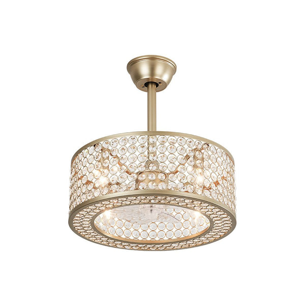 Thehouselights - Blade Crystal Ceiling Fan with Remote Semi Flush Mount - Ceiling Light - Gold - 