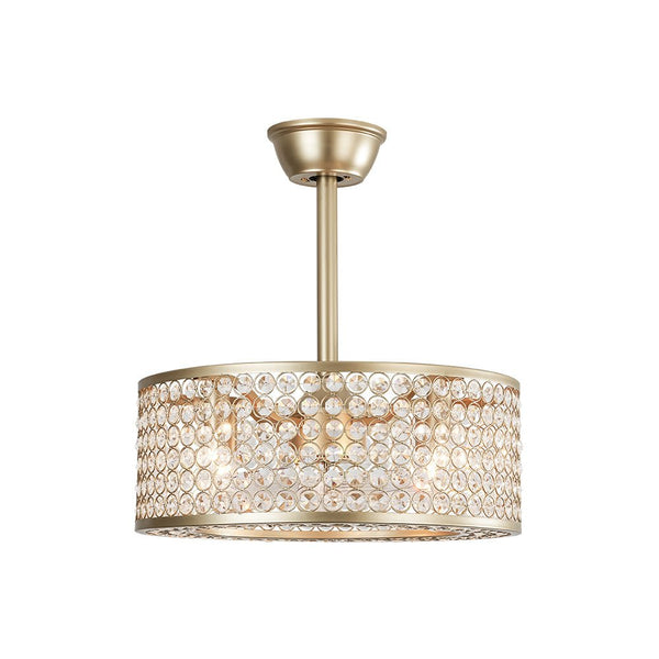 Thehouselights - Blade Crystal Ceiling Fan with Remote Semi Flush Mount - Ceiling Light - Gold - 