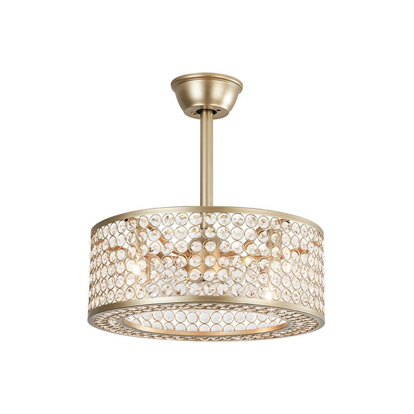 Thehouselights - Blade Crystal Ceiling Fan with Remote Semi Flush Mount - Ceiling Light - Gold - 