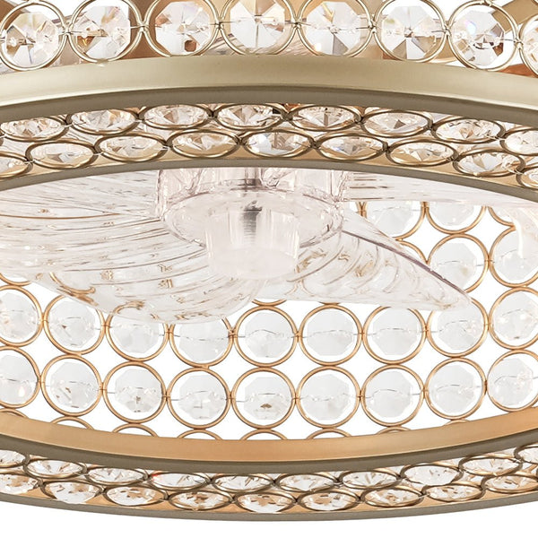 Thehouselights - Blade Crystal Ceiling Fan with Remote Semi Flush Mount - Ceiling Light - Gold - 