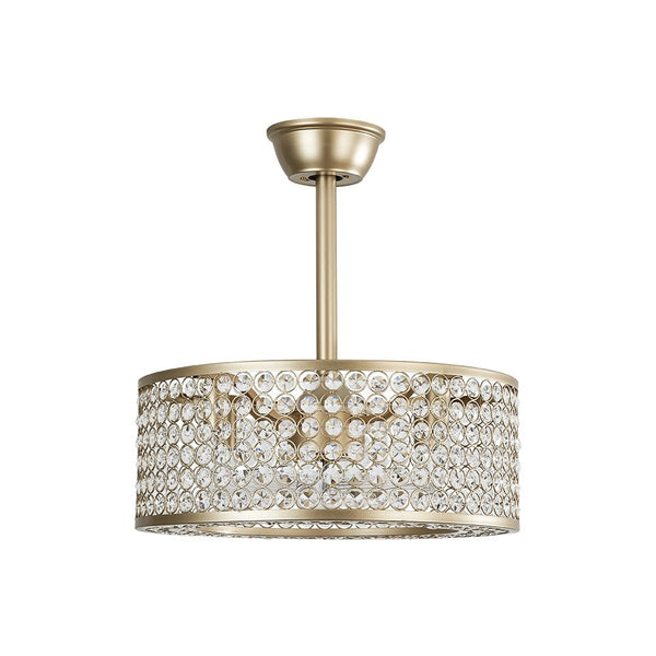 Thehouselights - Blade Crystal Ceiling Fan with Remote Semi Flush Mount - Ceiling Light - Gold - 