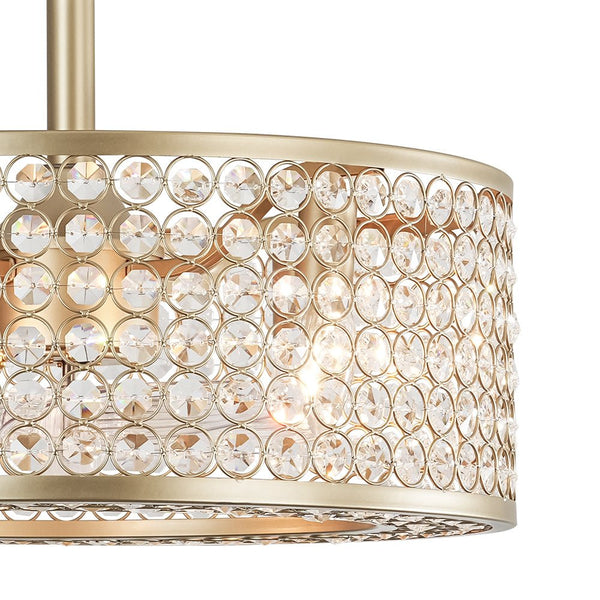 Thehouselights - Blade Crystal Ceiling Fan with Remote Semi Flush Mount - Ceiling Light - Gold - 