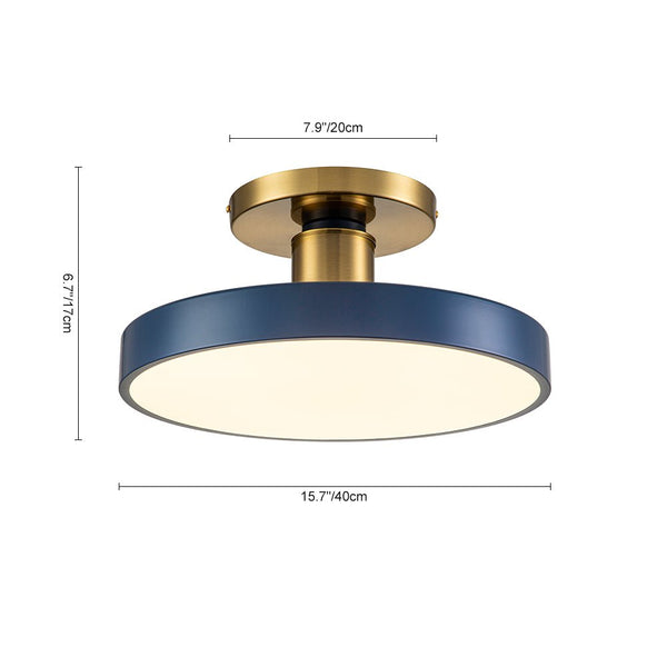 Thehouselights-Blue LED Acrylic Drum Semi Flush Mount Ceiling Light-Ceiling Light - 