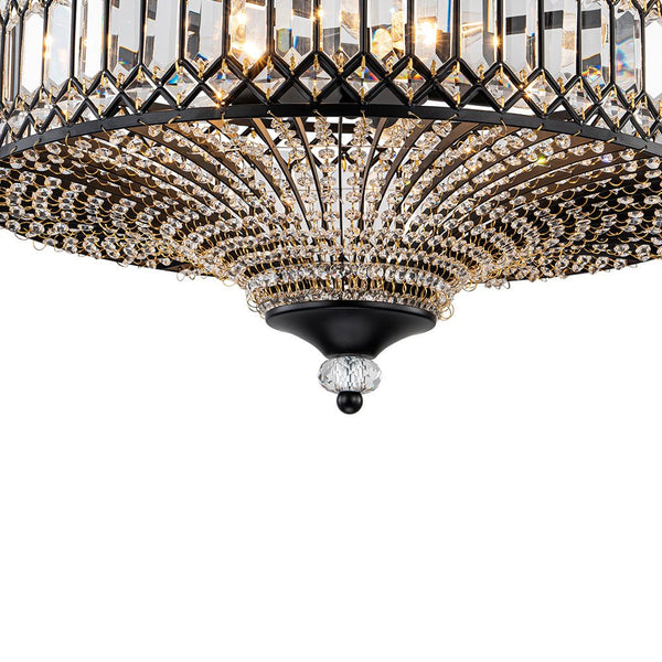 Thehouselights - Carved Crystal Drum Semi Flush Mount - Ceiling Light - Black - 