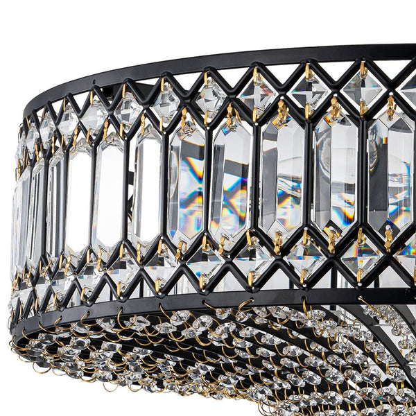 Thehouselights - Carved Crystal Drum Semi Flush Mount - Ceiling Light - Black - 