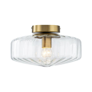 Thehouselights-Clear Glass Round Semi Flush Mount-Ceiling Light-1-Light-