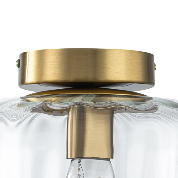 Thehouselights-Clear Glass Round Semi Flush Mount-Ceiling Light-1-Light-