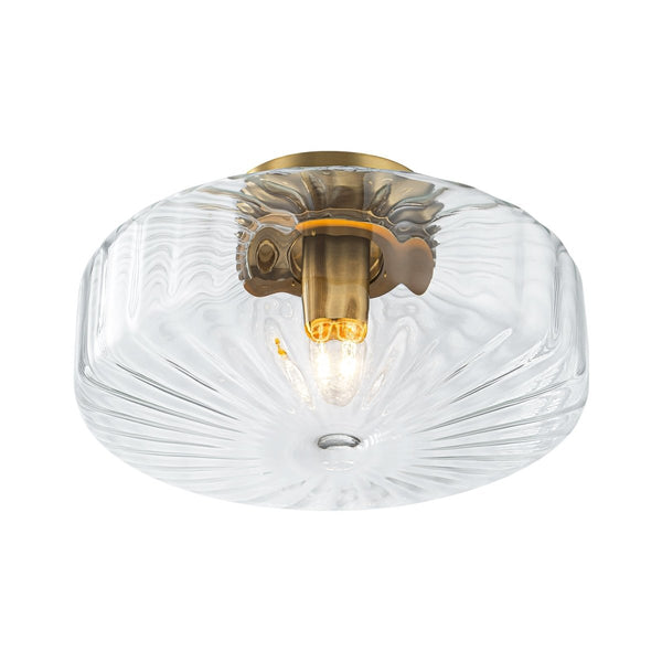 Thehouselights-Clear Glass Round Semi Flush Mount-Ceiling Light-1-Light-