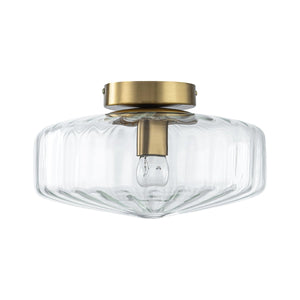 Thehouselights-Clear Glass Round Semi Flush Mount-Ceiling Light-1-Light-