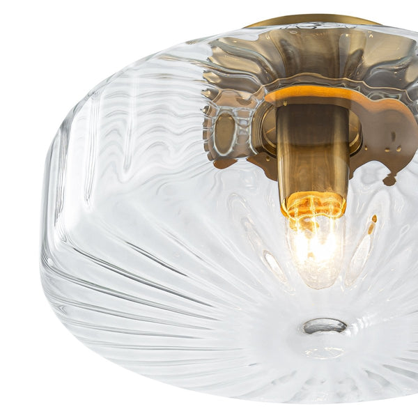 Thehouselights-Clear Glass Round Semi Flush Mount-Ceiling Light-1-Light-