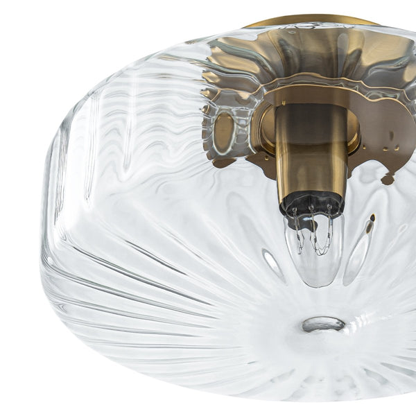 Thehouselights-Clear Glass Round Semi Flush Mount-Ceiling Light-1-Light-