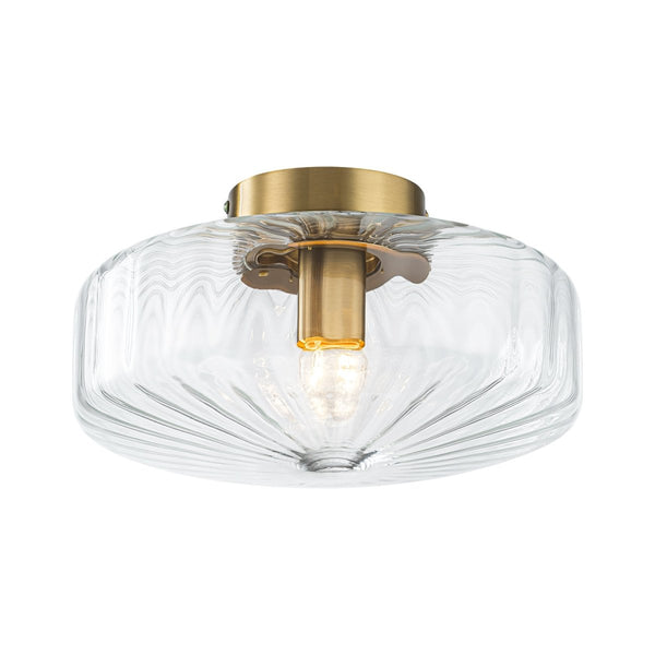 Thehouselights-Clear Glass Round Semi Flush Mount-Ceiling Light-1-Light-