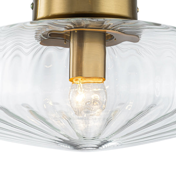 Thehouselights-Clear Glass Round Semi Flush Mount-Ceiling Light-1-Light-