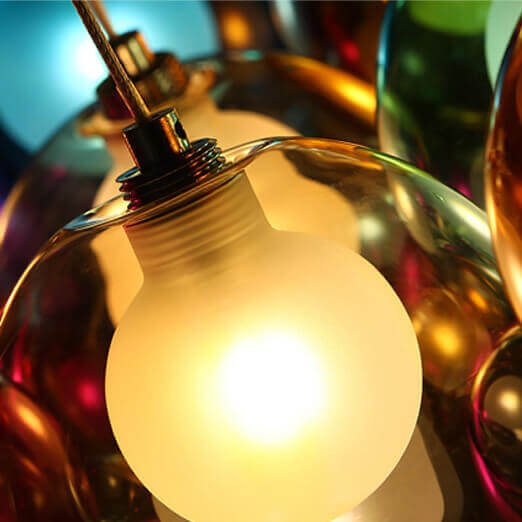 Thehouselights-Cluster Glass Ball Pendant Lights with Multi-Color Globes-Pendant-Yellow Tone-19 Globes