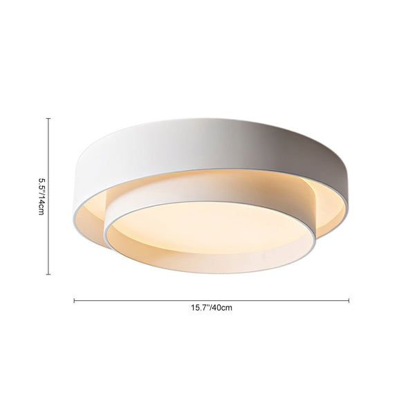 Thehouselights - Concentric Rings Round Flush Mount Ceiling Light - Ceiling Light - Warm White - White