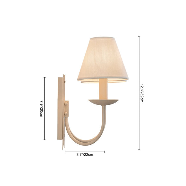 Thehouselights-Cottage Fabric Cone Shade Wall Sconce-Wall Lights-2-Light-