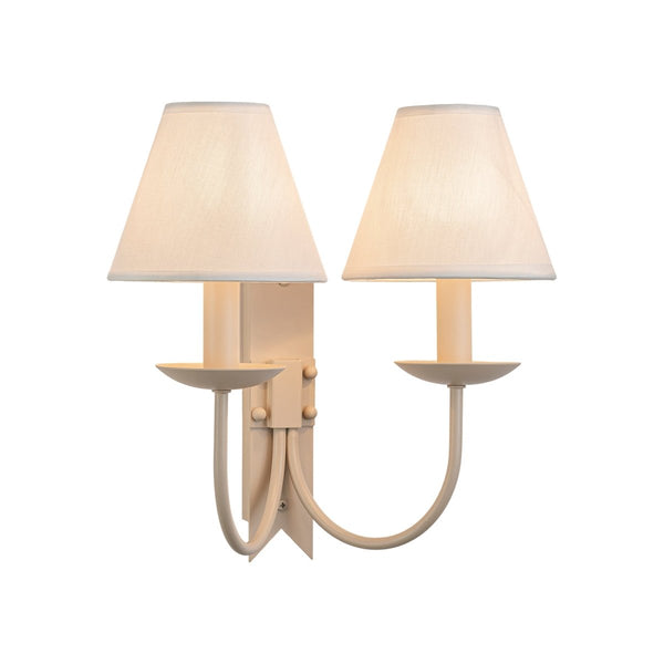 Thehouselights-Cottage Fabric Cone Shade Wall Sconce-Wall Lights-2-Light-