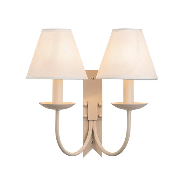Thehouselights-Cottage Fabric Cone Shade Wall Sconce-Wall Lights-2-Light-