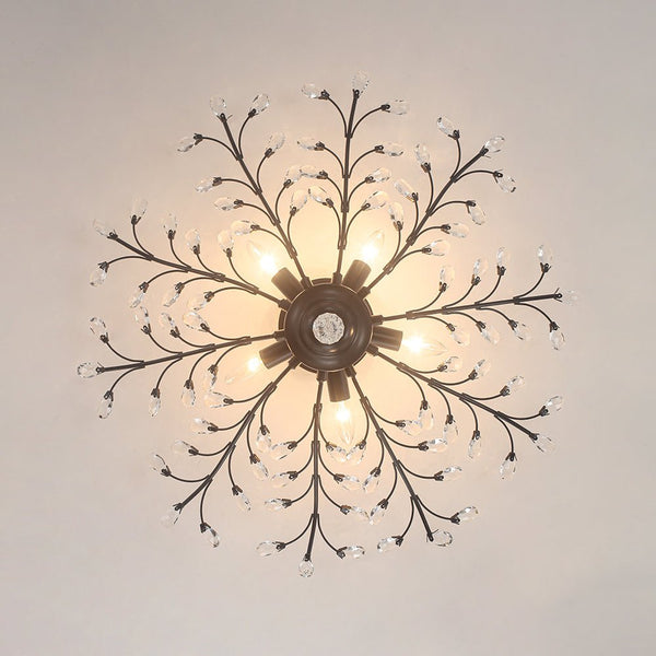 Thehouselights - Crystal Glass Sputnik Branching Semi Flush Chandelier - Chandelier - Black - 