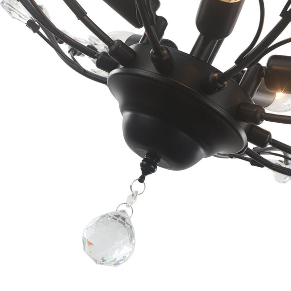 Thehouselights - Crystal Glass Sputnik Branching Semi Flush Chandelier - Chandelier - Black - 