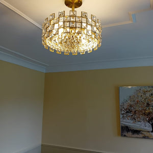 Thehouselights - Crystal Semi Flush Mount - Ceiling Light - Brass - 