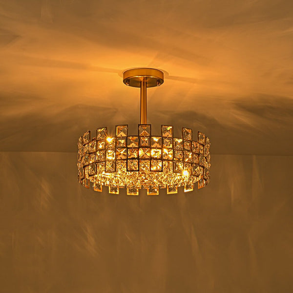 Thehouselights - Crystal Semi Flush Mount - Ceiling Light - Brass - 