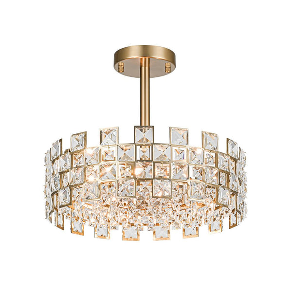 Thehouselights - Crystal Semi Flush Mount - Ceiling Light - Brass - 