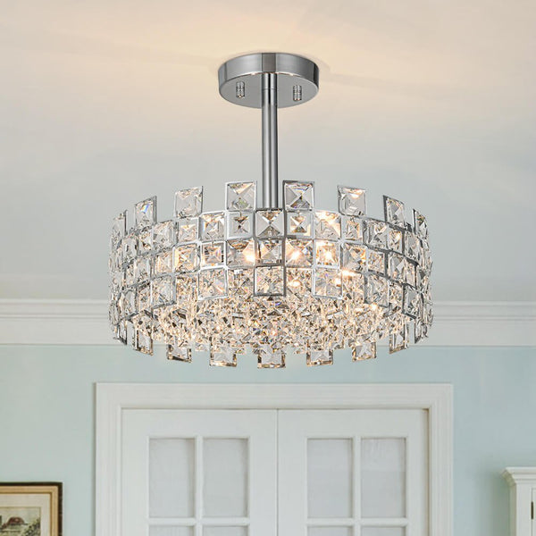 Thehouselights - Crystal Semi Flush Mount - Ceiling Light - Chrome - 
