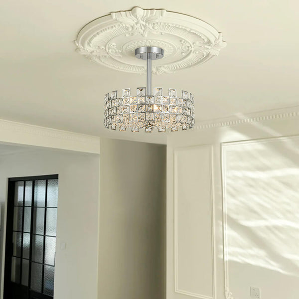 Thehouselights - Crystal Semi Flush Mount - Ceiling Light - Chrome - 