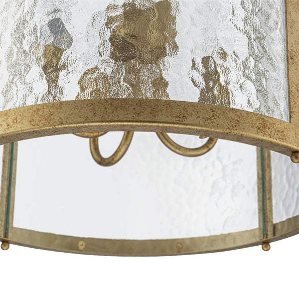 Thehouselights - Cylinder Lantern Ice Glass Chandelier Pendant Light - Pendant - Distressed Gold - 