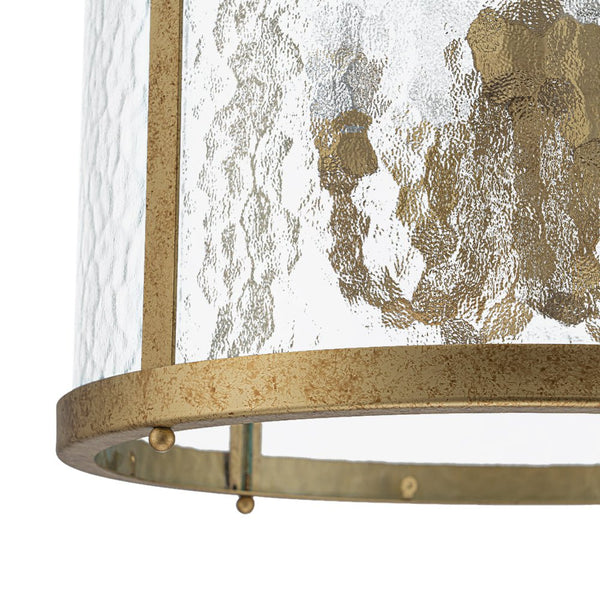 Thehouselights - Cylinder Lantern Ice Glass Chandelier Pendant Light - Pendant - Distressed Gold - 