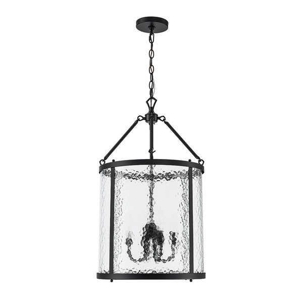 Thehouselights - Cylinder Lantern Ice Glass Chandelier Pendant Light - Pendant - Distressed Gold - 
