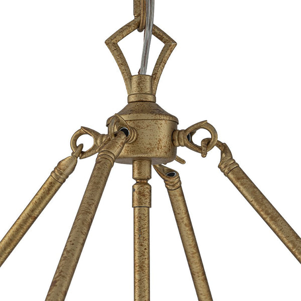Thehouselights - Cylinder Lantern Ice Glass Chandelier Pendant Light - Pendant - Distressed Gold - 