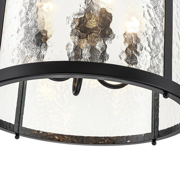 Thehouselights - Cylinder Lantern Ice Glass Chandelier Pendant Light - Pendant - Distressed Gold - 