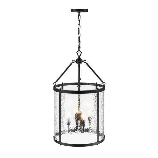 Thehouselights - Cylinder Lantern Ice Glass Chandelier Pendant Light - Pendant - Distressed Gold - 