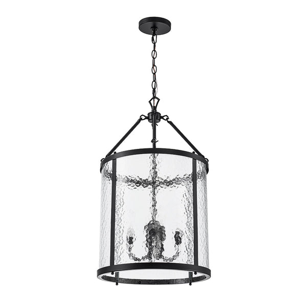 Thehouselights - Cylinder Lantern Ice Glass Chandelier Pendant Light - Pendant - Distressed Gold - 