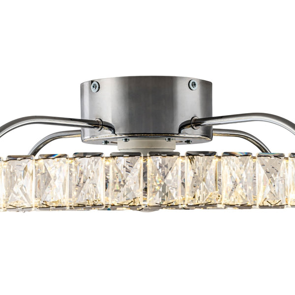 Thehouselights-Dimmable Crystal Semi Flush Mount Ceiling Fan-Ceiling Light-Chrome-