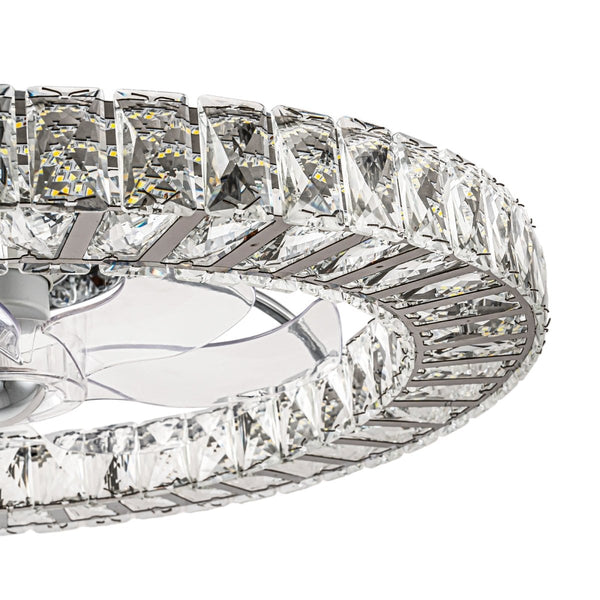 Thehouselights-Dimmable Crystal Semi Flush Mount Ceiling Fan-Ceiling Light-Chrome-
