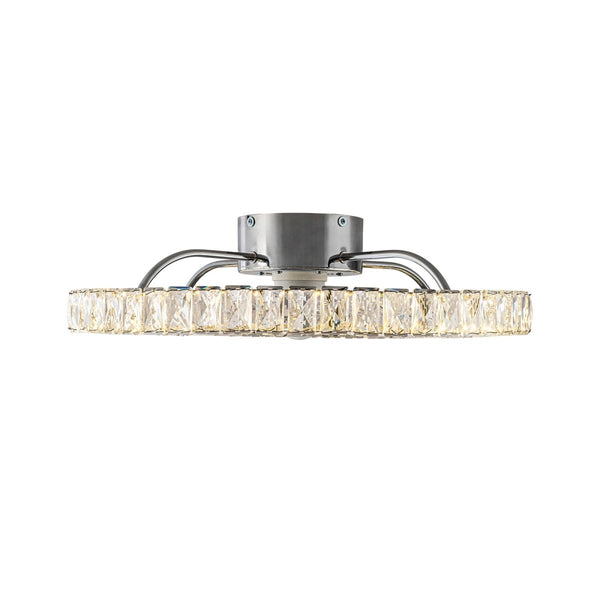 Thehouselights-Dimmable Crystal Semi Flush Mount Ceiling Fan-Ceiling Light-Chrome-