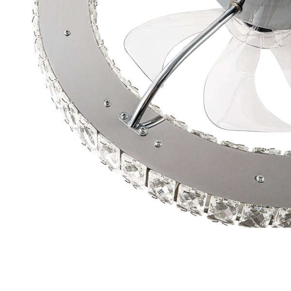 Thehouselights-Dimmable Crystal Semi Flush Mount Ceiling Fan-Ceiling Light-Chrome-