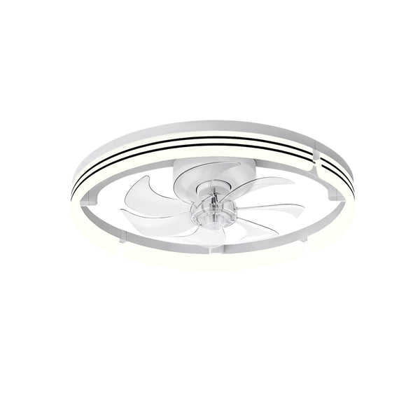 Thehouselights-Dimmable Indoor Bedroom Flush Mount Ceiling Fan with Light-Ceiling Light-White-