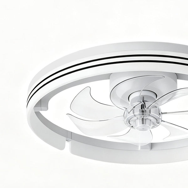 Thehouselights-Dimmable Indoor Bedroom Flush Mount Ceiling Fan with Light-Ceiling Light-White-