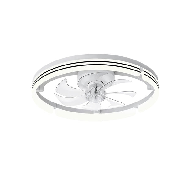 Thehouselights-Dimmable Indoor Bedroom Flush Mount Ceiling Fan with Light-Ceiling Light-White-