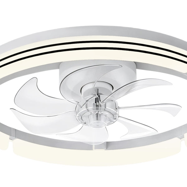 Thehouselights-Dimmable Indoor Bedroom Flush Mount Ceiling Fan with Light-Ceiling Light-White-