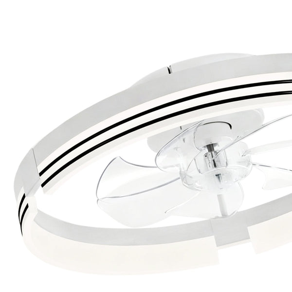 Thehouselights-Dimmable Indoor Bedroom Flush Mount Ceiling Fan with Light-Ceiling Light-White-