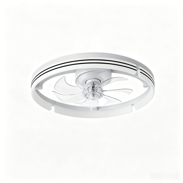 Thehouselights-Dimmable Indoor Bedroom Flush Mount Ceiling Fan with Light-Ceiling Light-White-