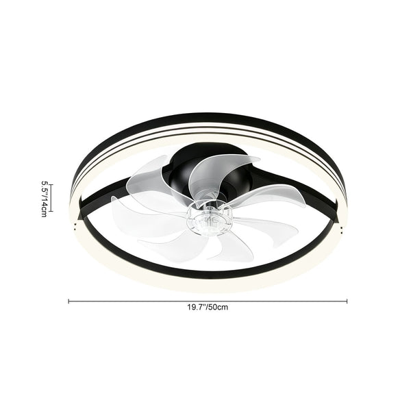 Thehouselights-Dimmable Indoor Bedroom Flush Mount Ceiling Fan with Light-Ceiling Light-White-