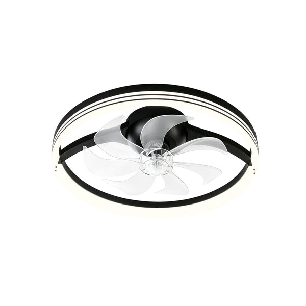 Thehouselights-Dimmable Indoor Bedroom Flush Mount Ceiling Fan with Light-Ceiling Light-White-